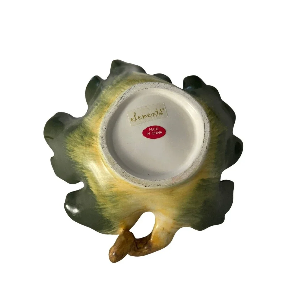 Elements (2) Ceramic Leaves Trinkey Trays Holder Spoon Rest Catch All Decor - Picture 6 of 11
